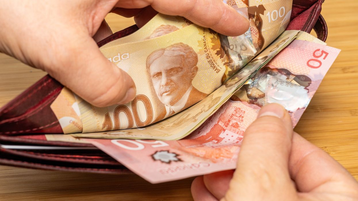 Canadian money in a wallet.