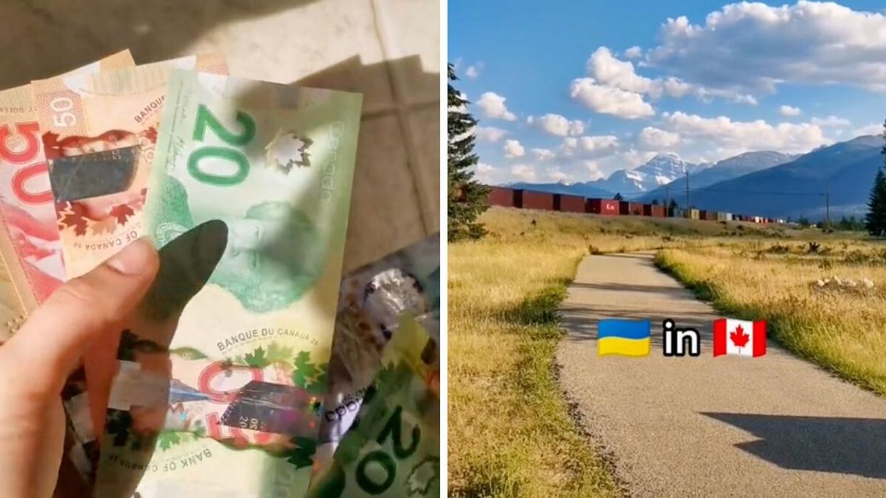 Canadian money. Right: Alberta.