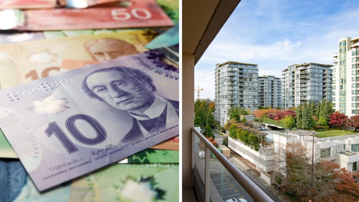 Canadian money. Right: Apartments in Vancouver.
