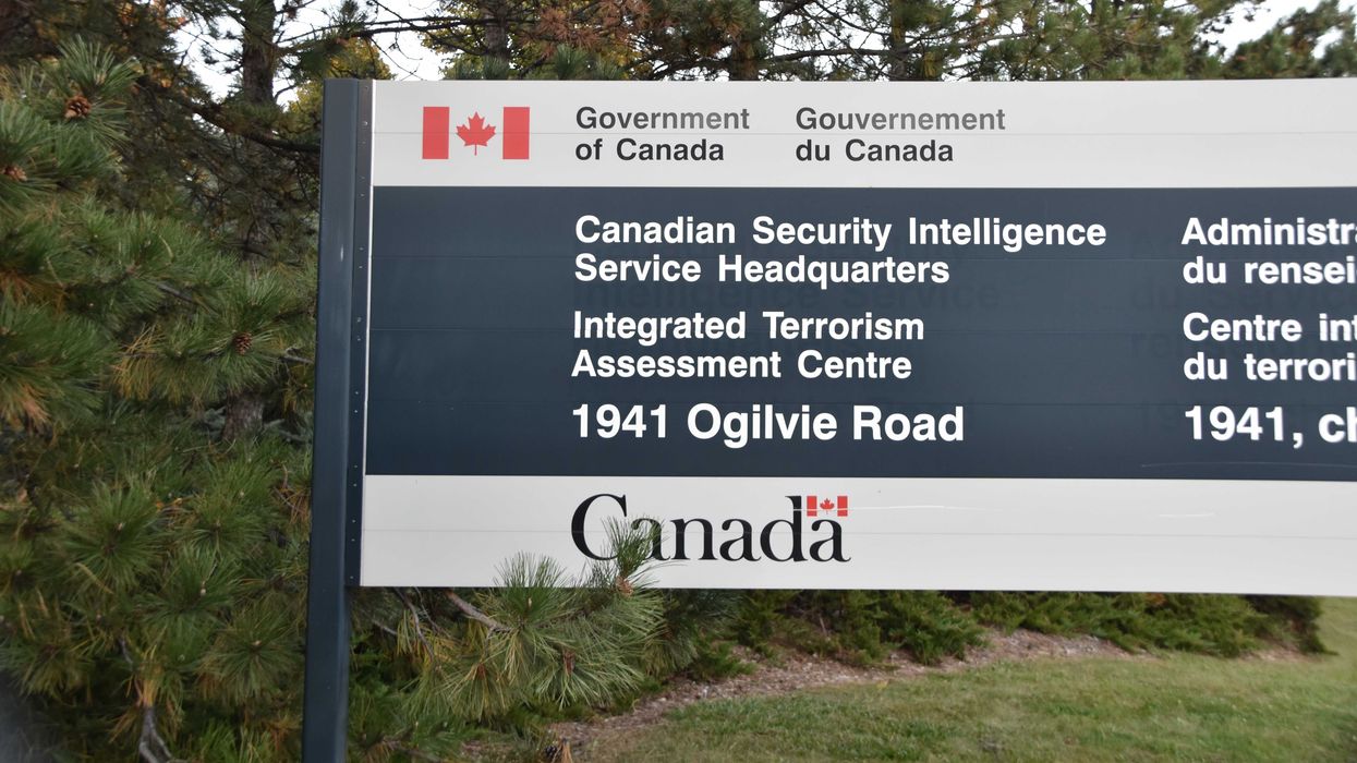 Canadian Security Intelligence Service sign at headquarters building in ottawa