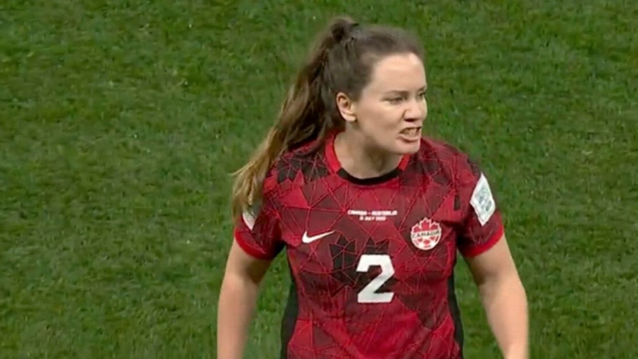 Canadian soccer star Allysha Chapman reacts to a play at the FIFA Women's World Cup in Australia.