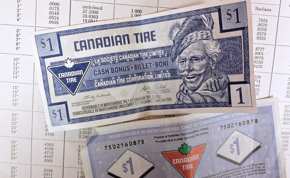 Canadian Tire money.