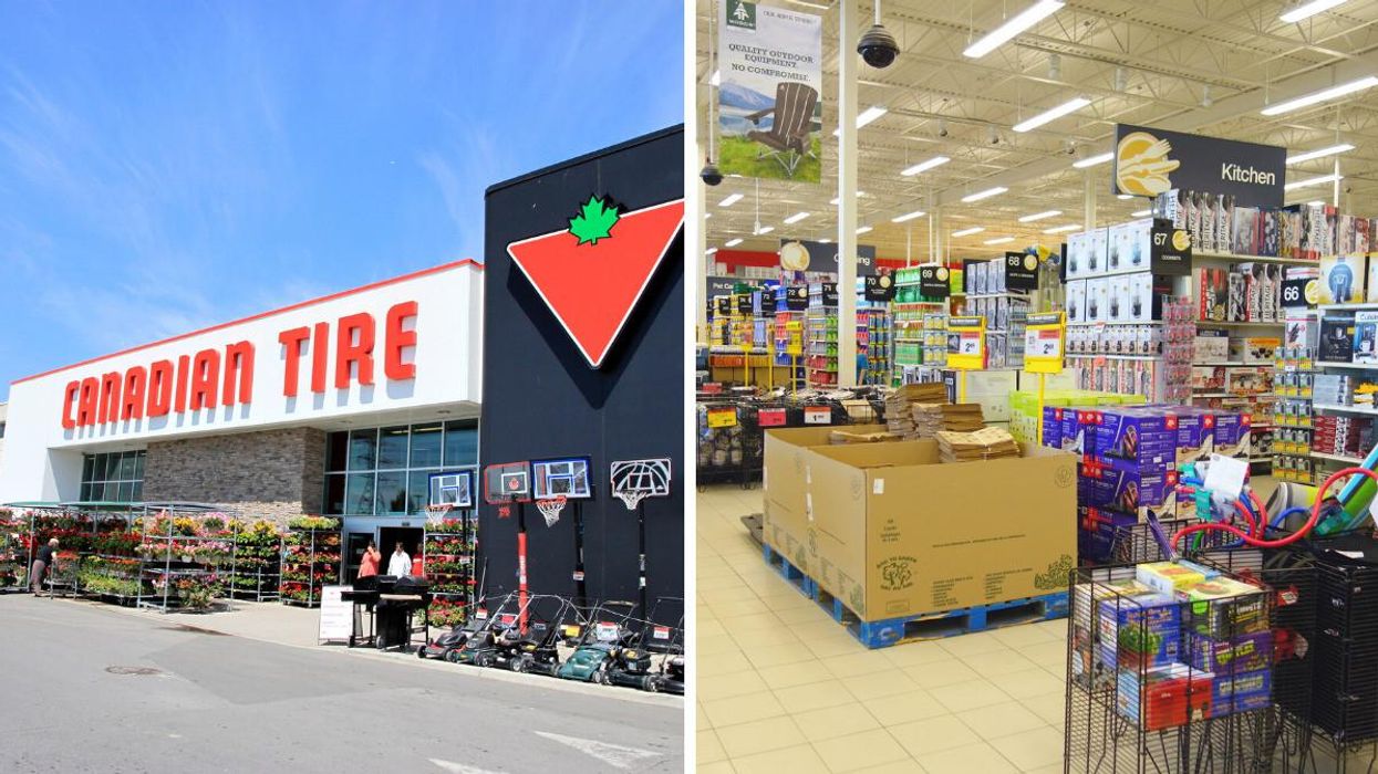 Canadian Tire. Right: The inside of Canadian Tire.