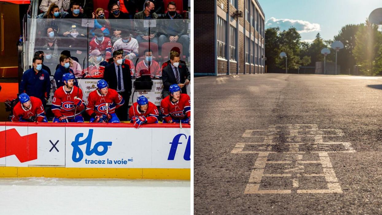 Canadiens et une cour d'école