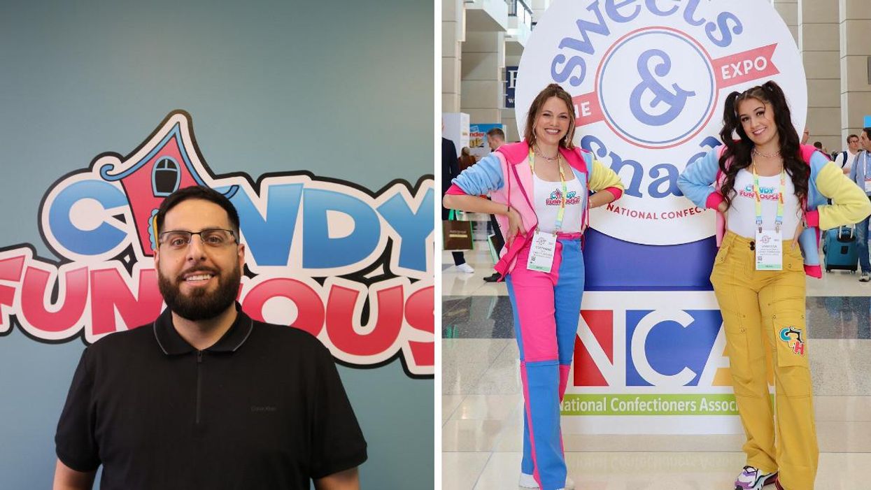 Candy Funhouse CEO Jama Hejazi. Right: Two Candy Funhouse employees.