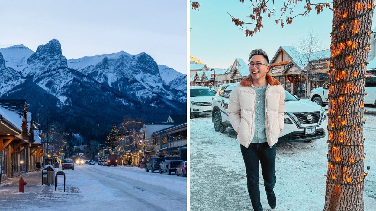 Canmore Alberta. Right: Person in Canmore Alberta.