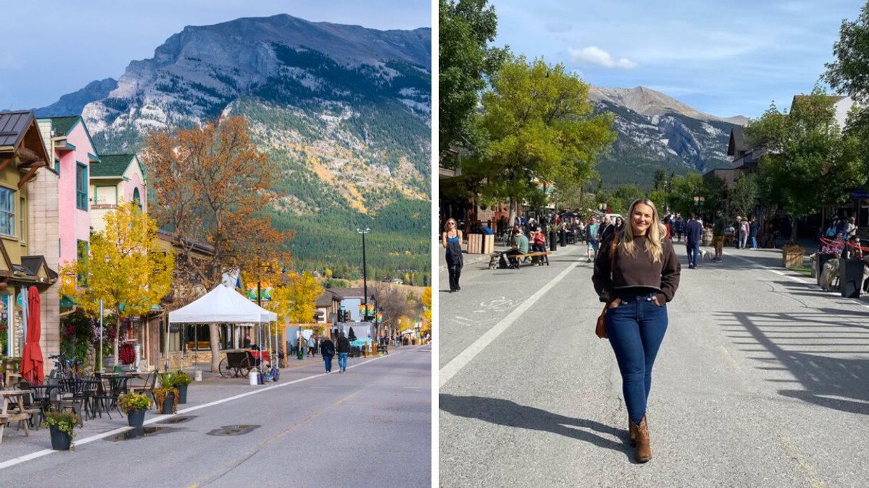 Canmore Alberta. Right: Person in Canmore.