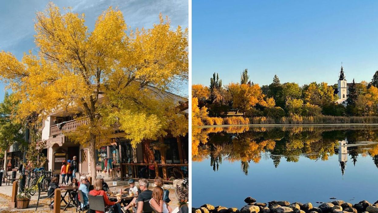 Canmore in the fall. Right: Camrose in the fall.