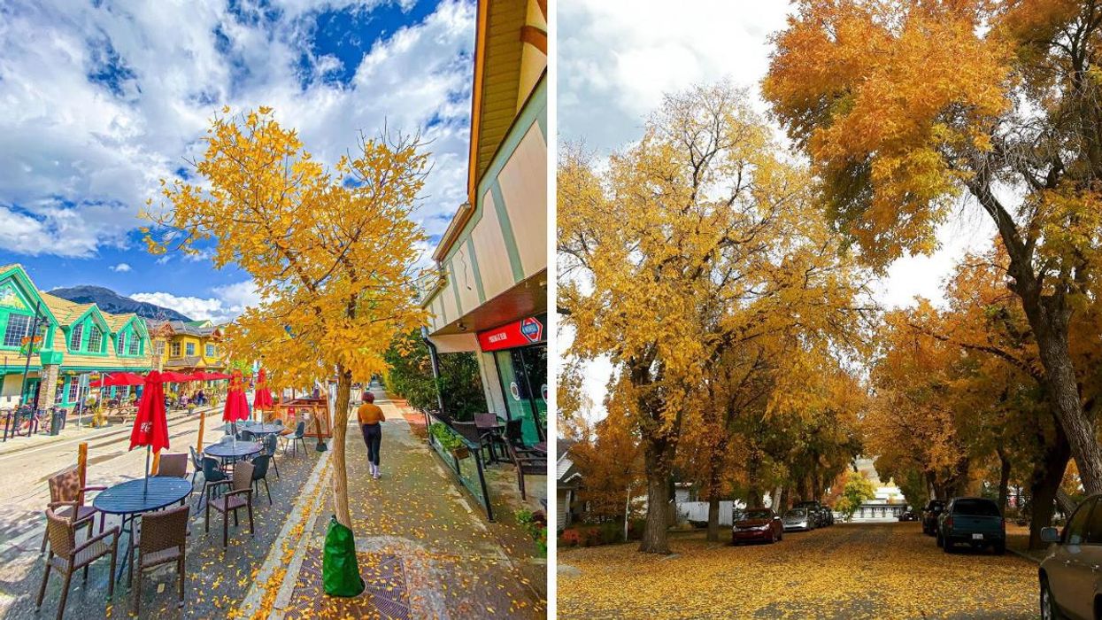 Canmore in the fall. Right: Drumheller in the fall.
