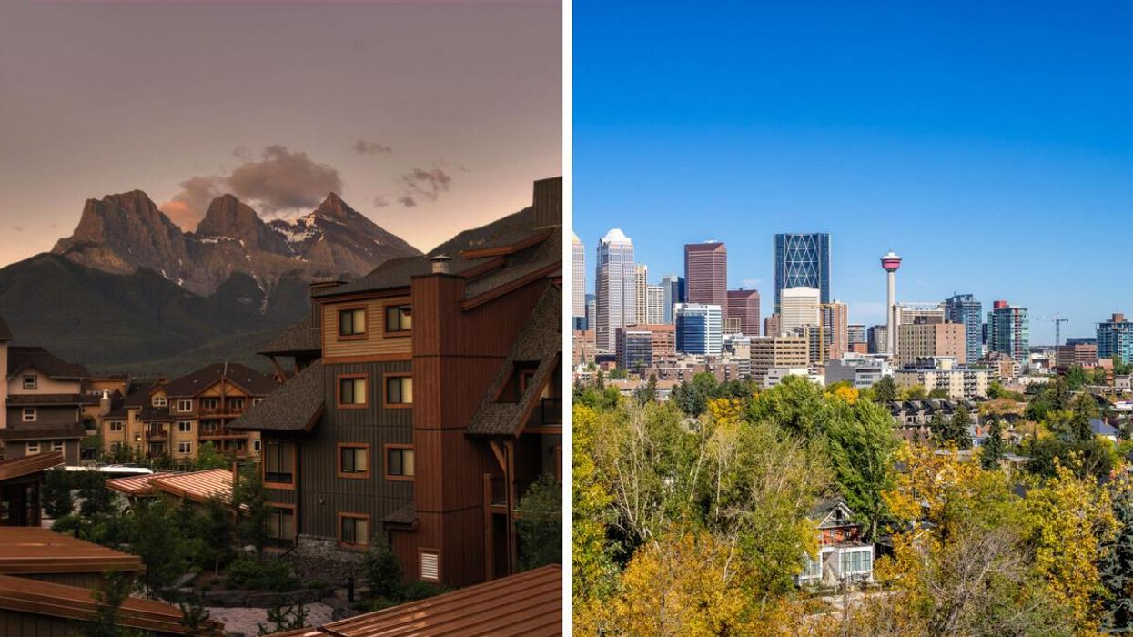 Canmore. Right: Calgary.