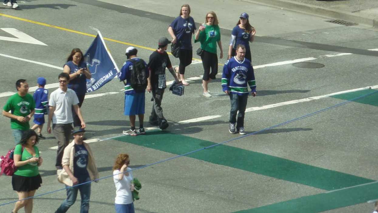 Canucks Fan In Surrey: 450 Of Them Flocked To Scott Road To Celebrate The Win