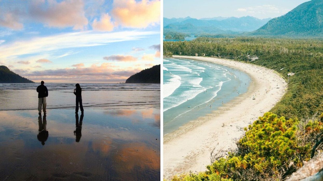 Cape Scott Provincial Park on Vancouver Island. Right: Cox Bay beach on Vancouver Island.