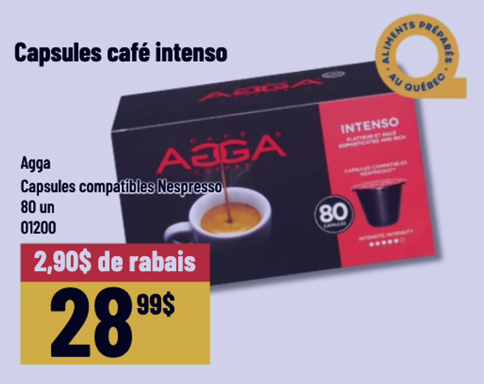 Capsules de caf\u00e9 Intenso Agga dans la circulaire du Mayrand.
