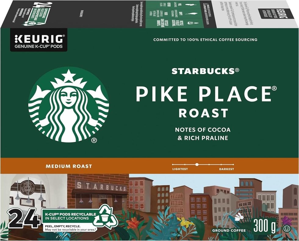 Capsules K-Cup de caf\u00e9 moulu \u00e0 torr\u00e9faction moyenne Pike Place de Starbucks.