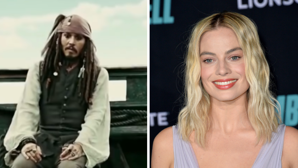 Captain Jack Sparrow. Right: Margot Robbie.