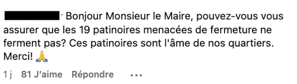 Capture d'\u00e9cran d'un commentaire d'un citoyen m\u00e9content.