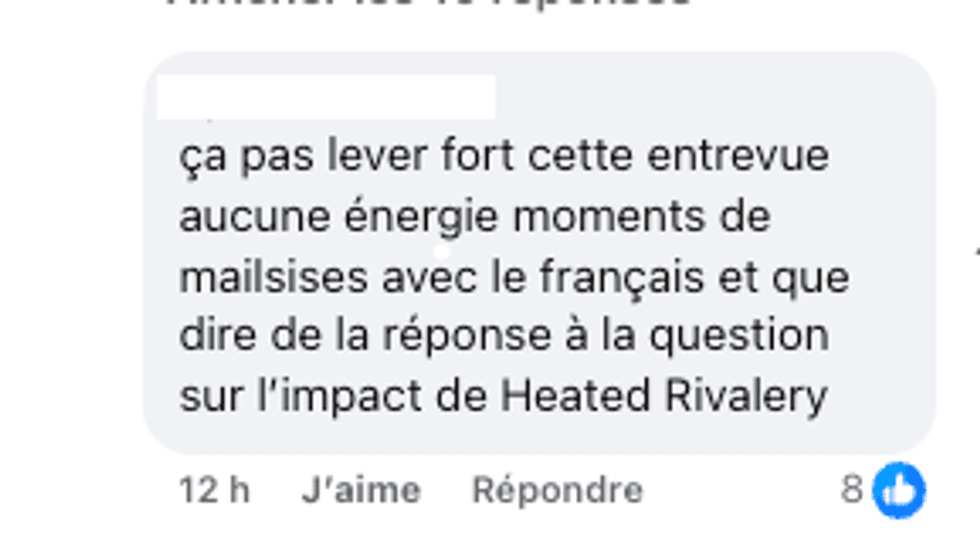 Capture d'\u00e9cran d'un commentaire Facebook.