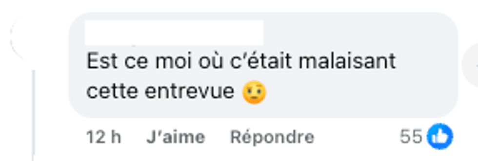 Capture d'\u00e9cran d'un commentaire Facebook.