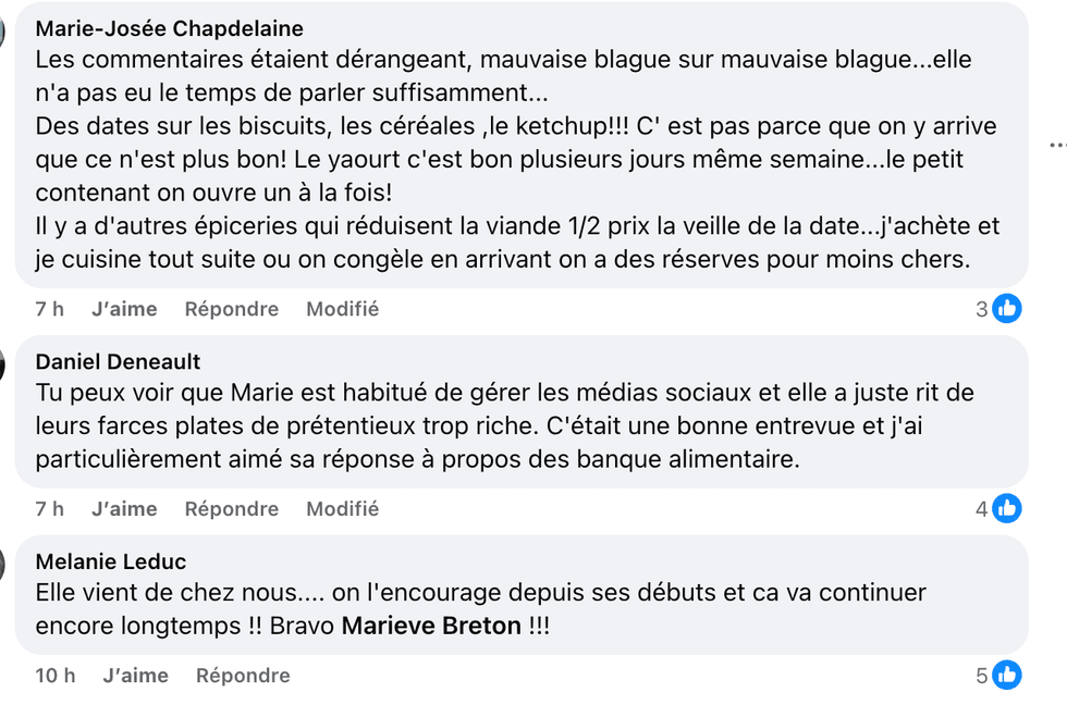 Capture d'\u00e9cran des commentaires sur la page de Tout le monde en parle)