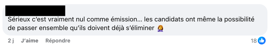 Capture d'\u00e9cran des commentaires sur la page Facebook d'Occupation Double.