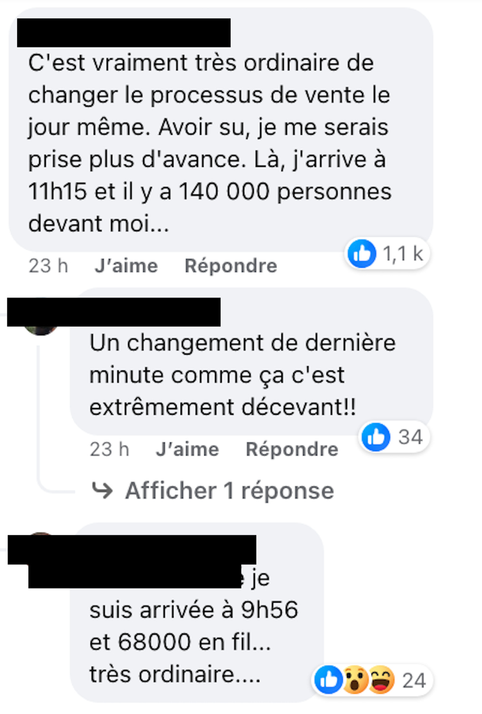 Capture d'\u00e9cran des personnes en col\u00e8re qui ont comment\u00e9 la publication Facebook du Festival d'\u00e9t\u00e9 de Qu\u00e9bec (FEQ).