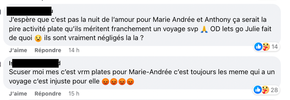 Captures d'\u00e9cran sur la page Facebook officielle d'Occupation Double.