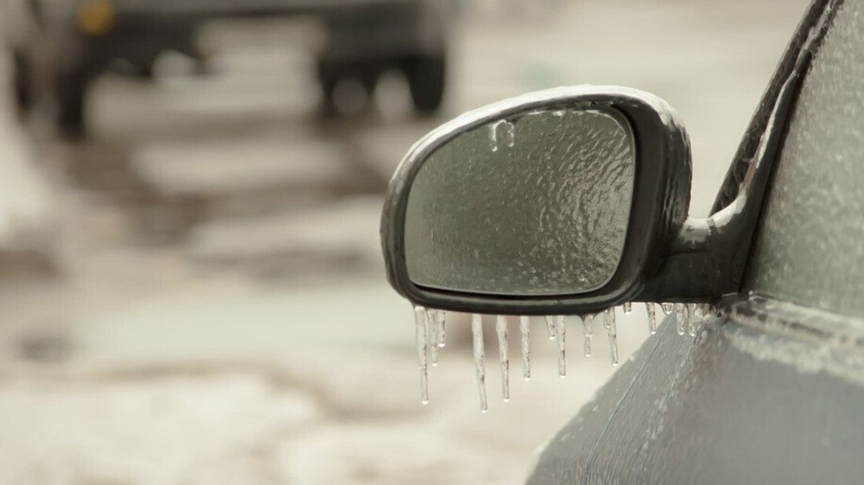 Car with freezing rain.