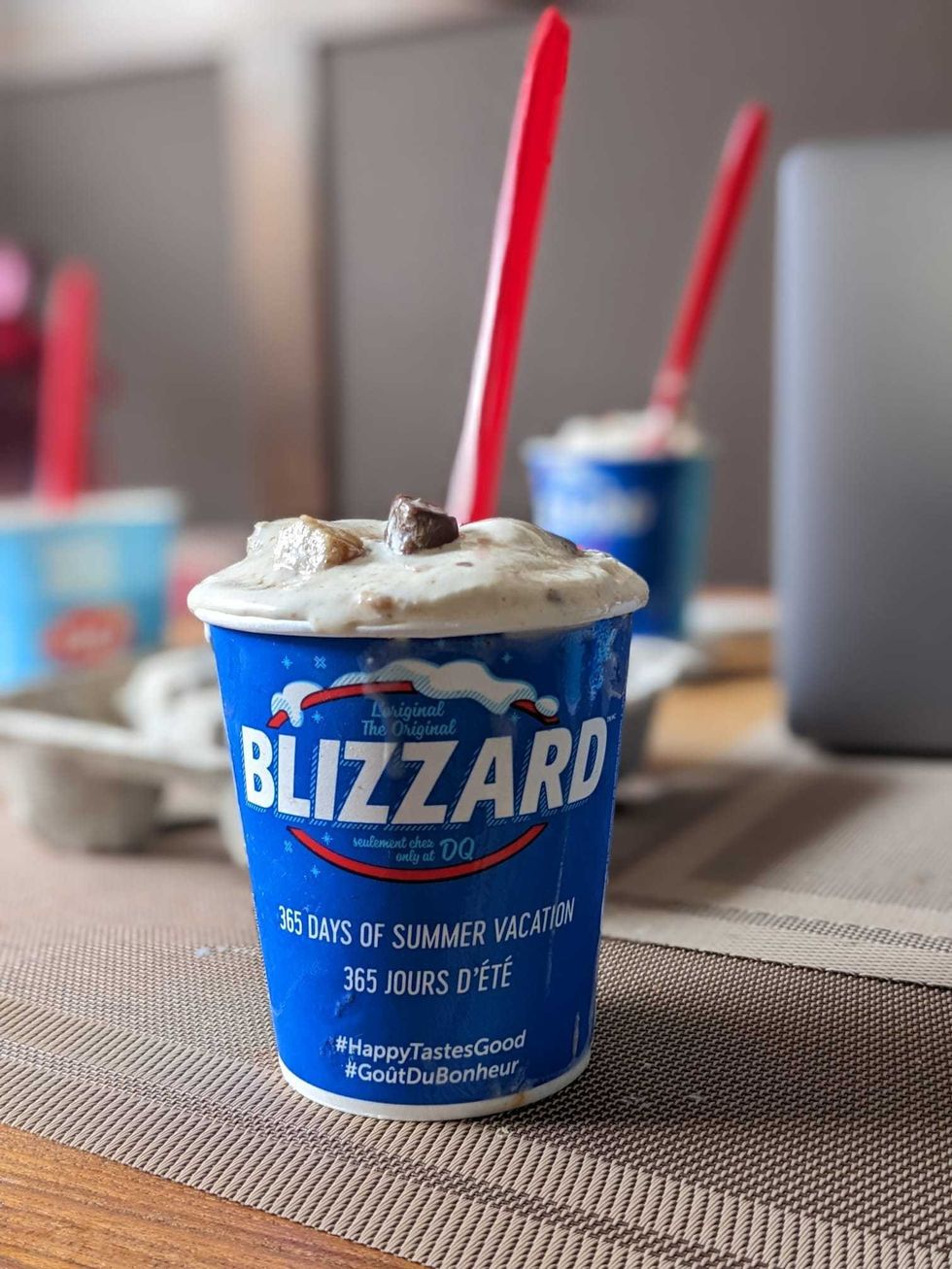 Caramel Fudge Cheesecake Blizzard Treat.