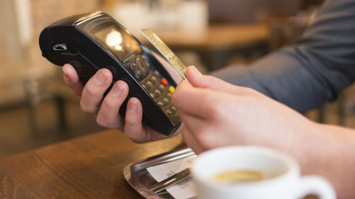 Card terminal for terminal at a café in Calgary.