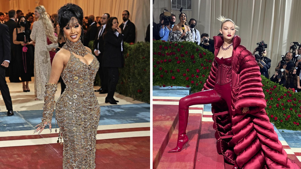 Cardi B. Right: Gigi Hadid.