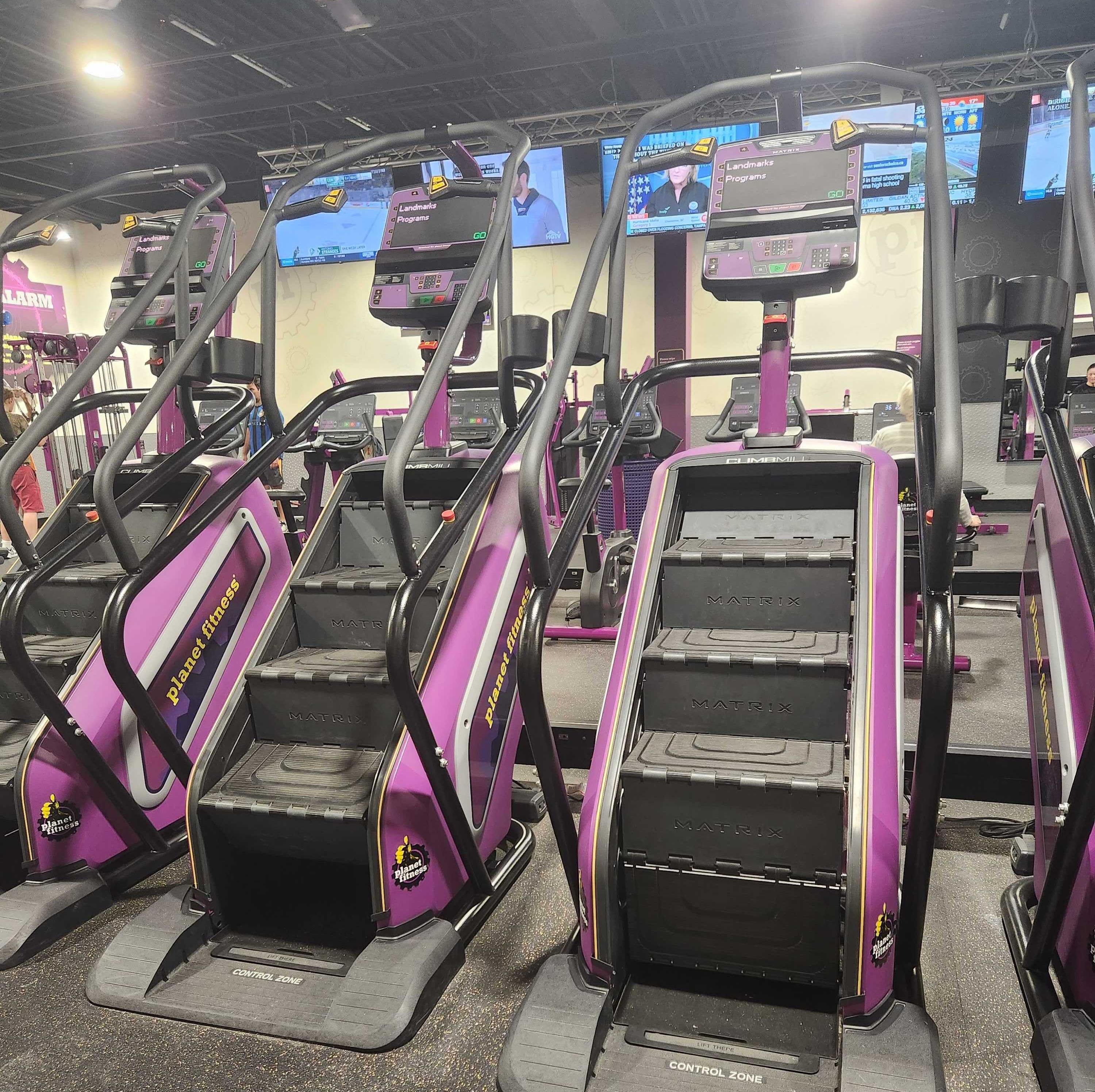 Cardio equipment at Planet Fitness.