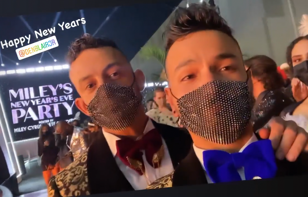 Carlos Cuellar and his Fianc\u00e9 at Miley Cyrus' NYE Party.