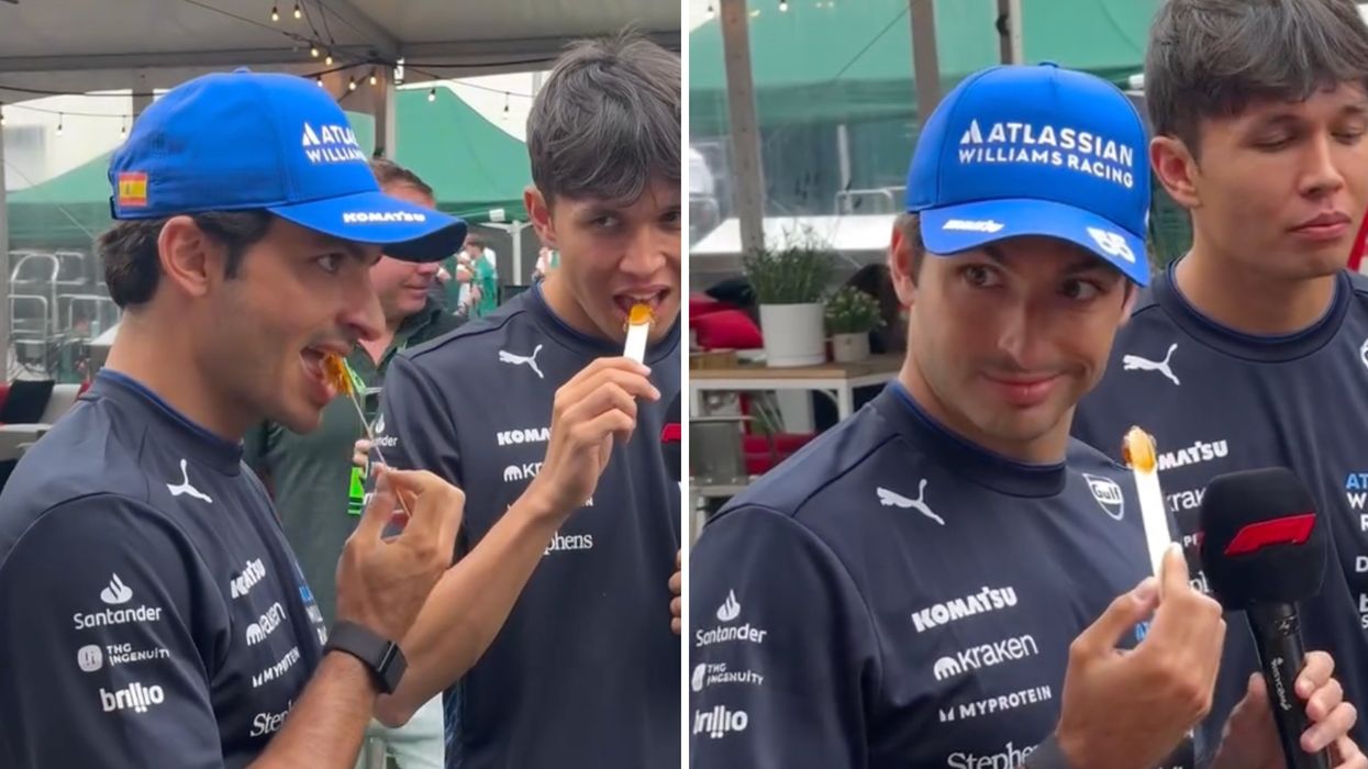 Carlos Sainz et Alex Albon. Droite : Carlos Sainz et Alex Albon