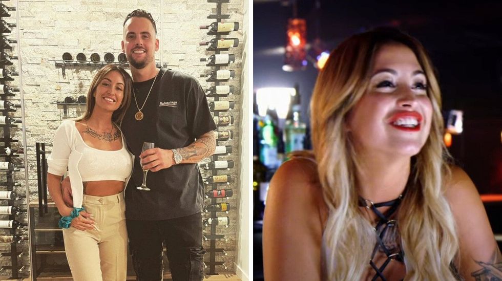 Carolane Toupin et son conjoint. Droite : Carolane \u00e0 l'\u00e9mission Barmaids.