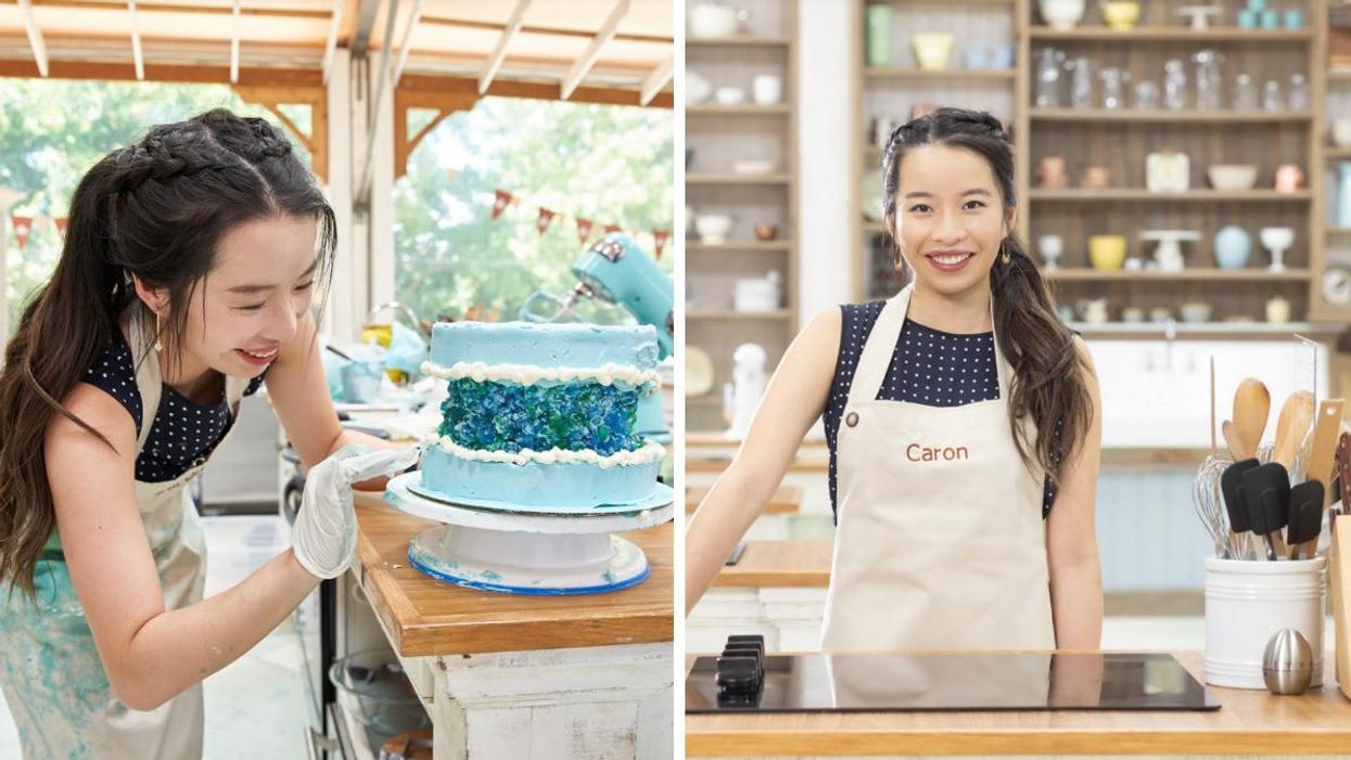 Caron Lau on The Great Canadian Baking Show. Right: Caron Lau on The Great Canadian Baking Show.