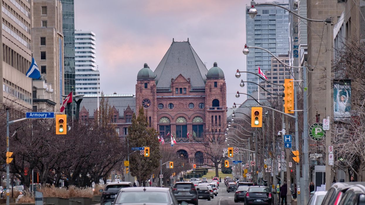 Cars driving on University Avenue in Toronto.