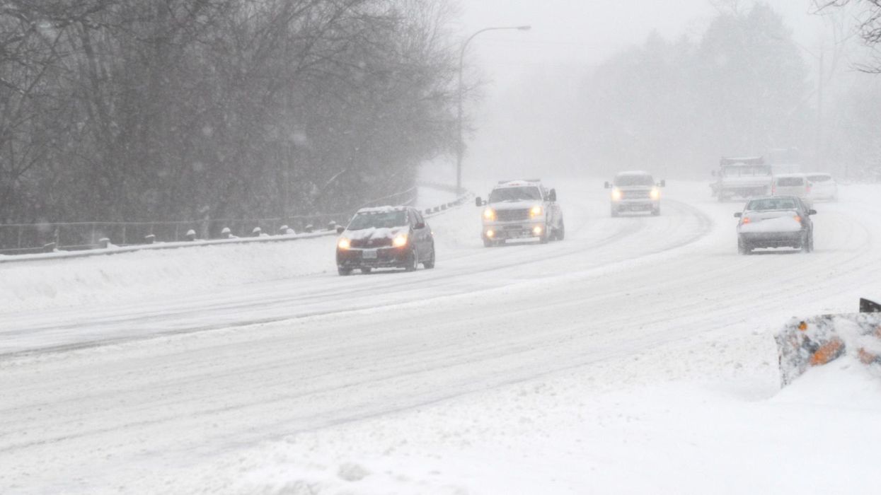 Cars in a snowstorm
