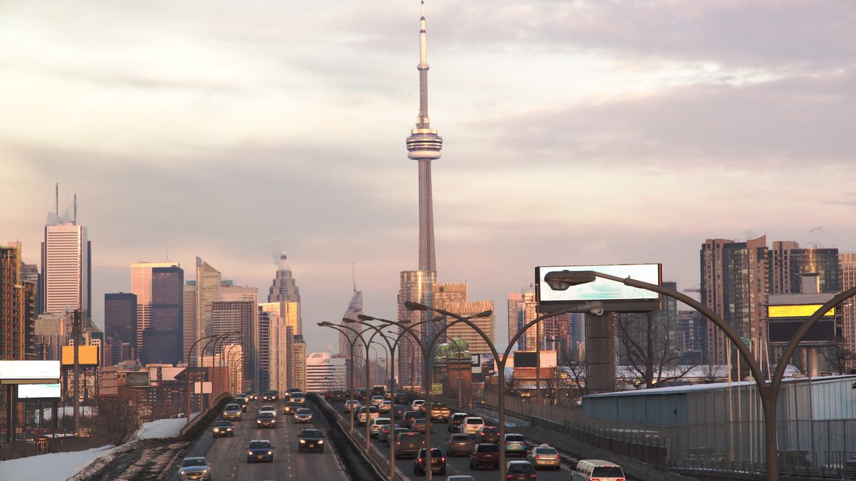 Cars on the highway in Toronto.