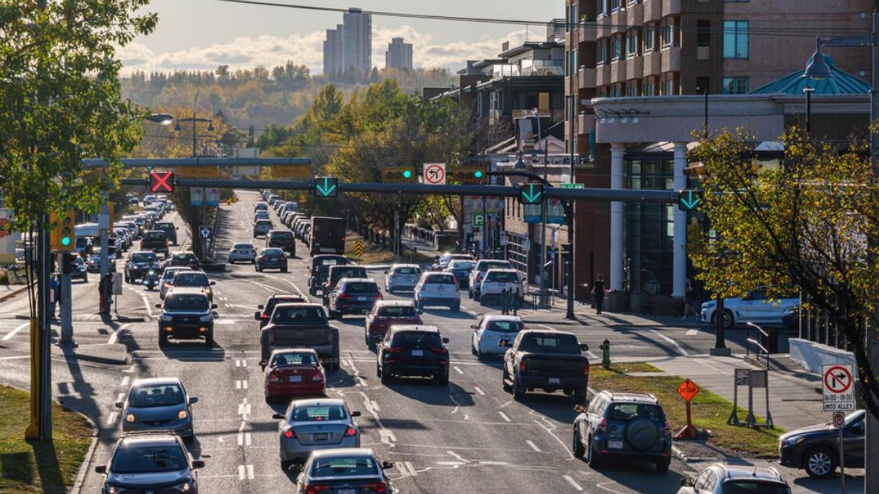 Cars on the street in Calgary.