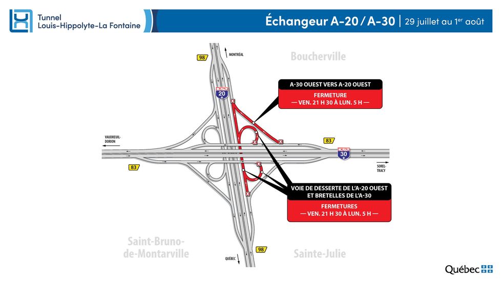 fermeture autoroute 20 Narcity