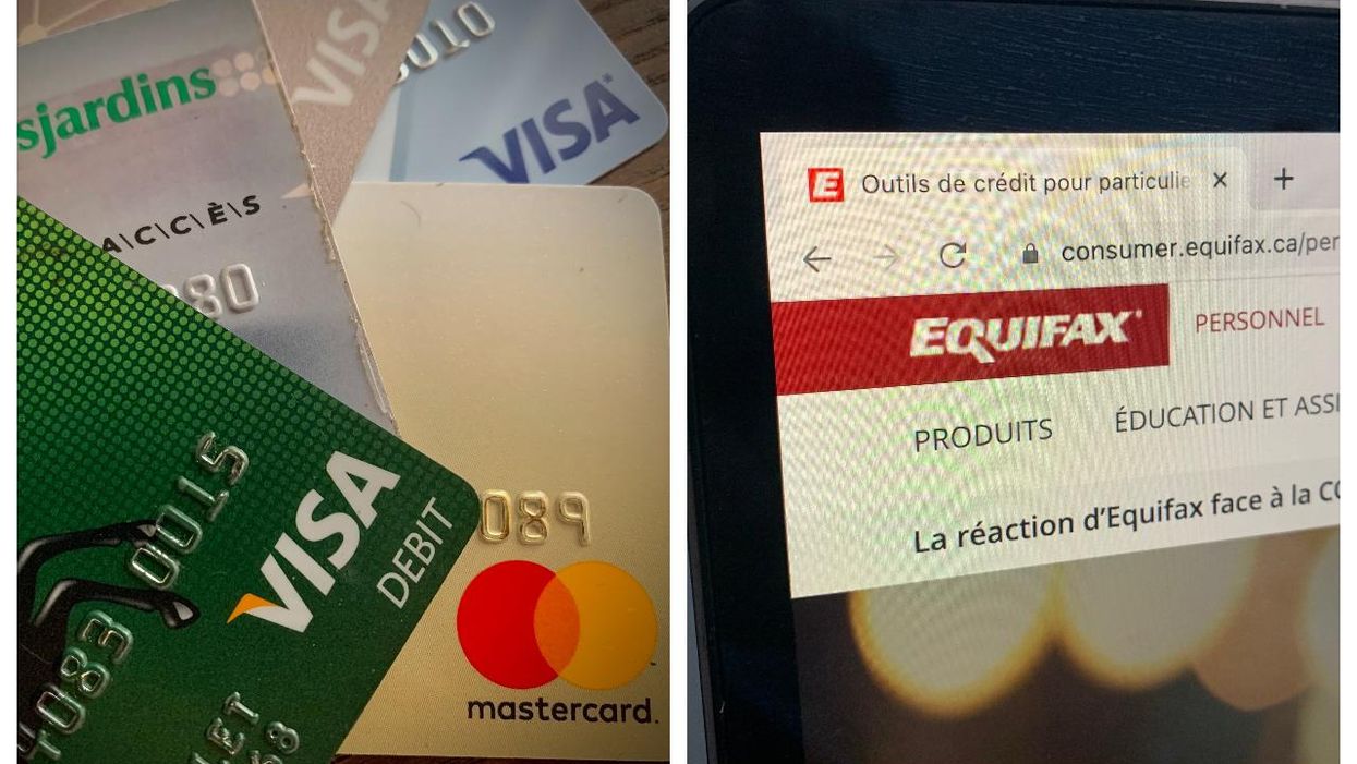 Cartes de crédit. Droite : Compte Équifax.