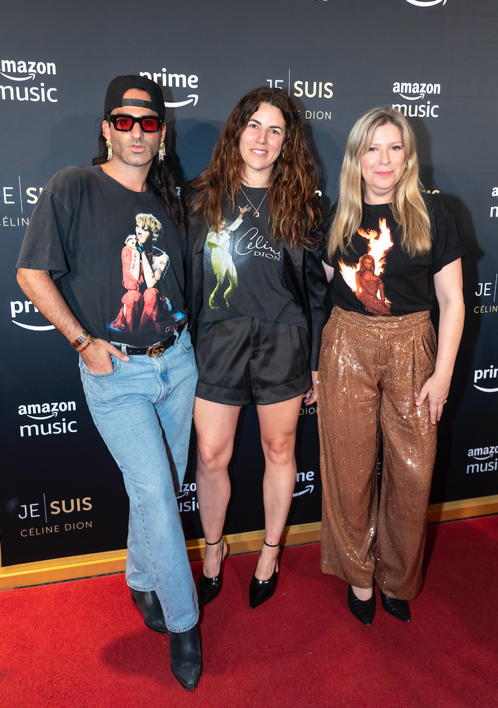 Cary Tauben, \u200bSabrina Deslauriers et Anne-Marie Withenshaw sur le tapis rouge de JE SUIS : C\u00c9LINE DION.