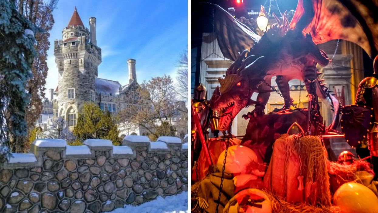 Casa Loma in Toronto. Right: Dragon surrounded by eggs.