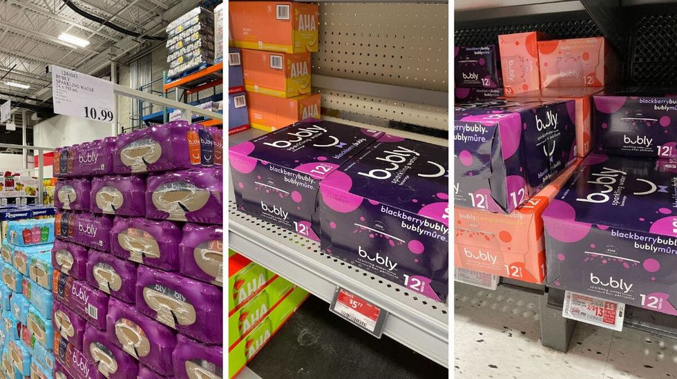 cases of bubly water at costco, walmart and metro