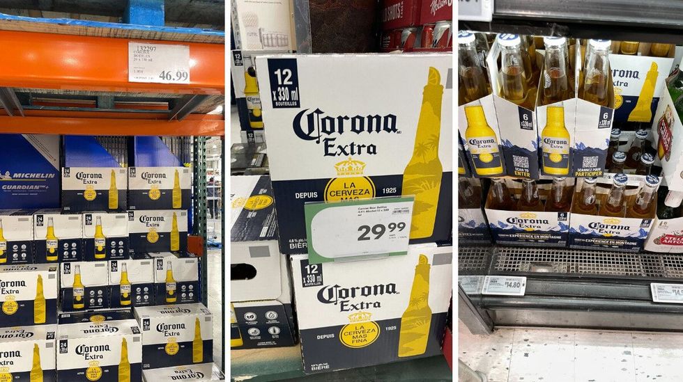 cases of corona extra beer at costco, sobeys and metro