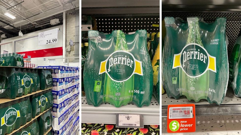 cases of perrier water at costco, walmart and metro