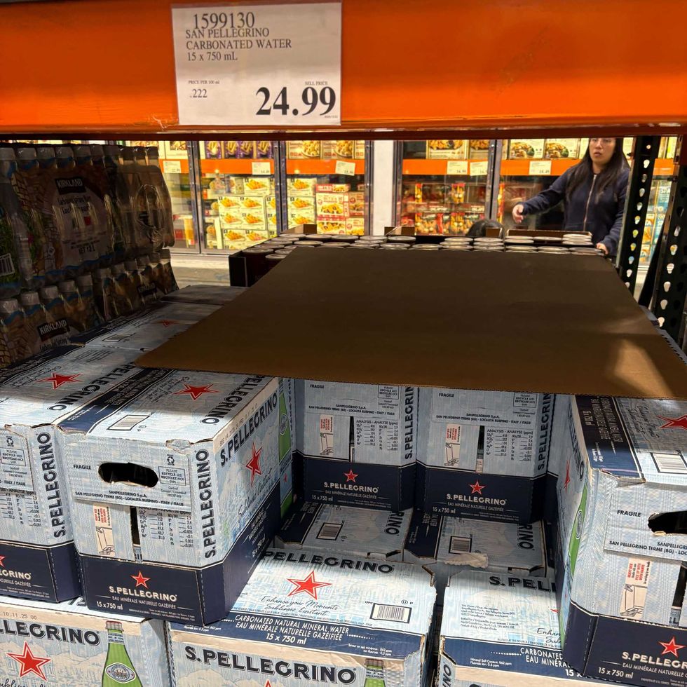 cases of San Pellegrino carbonated water at costco