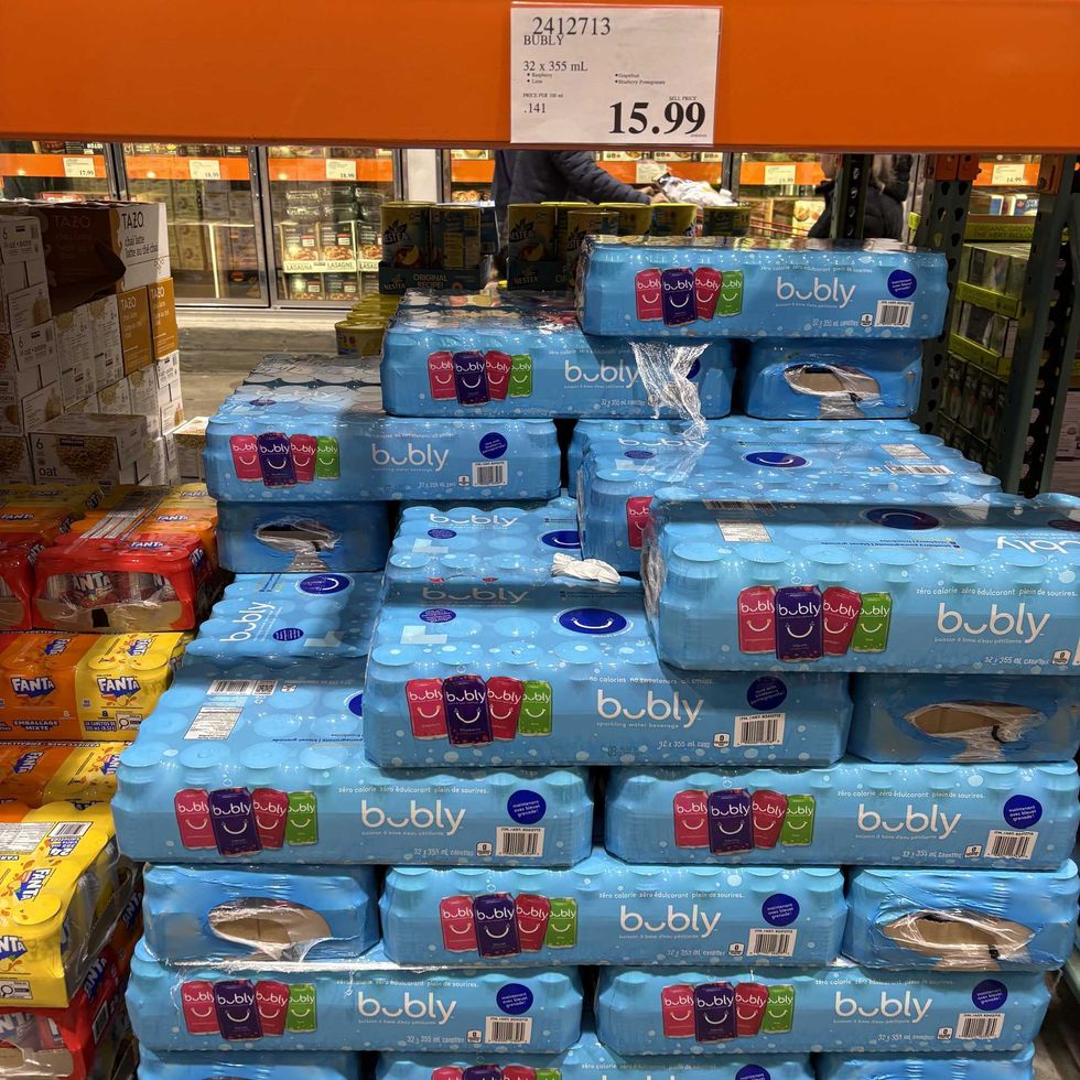 cases of \u200bBubly water at Costco