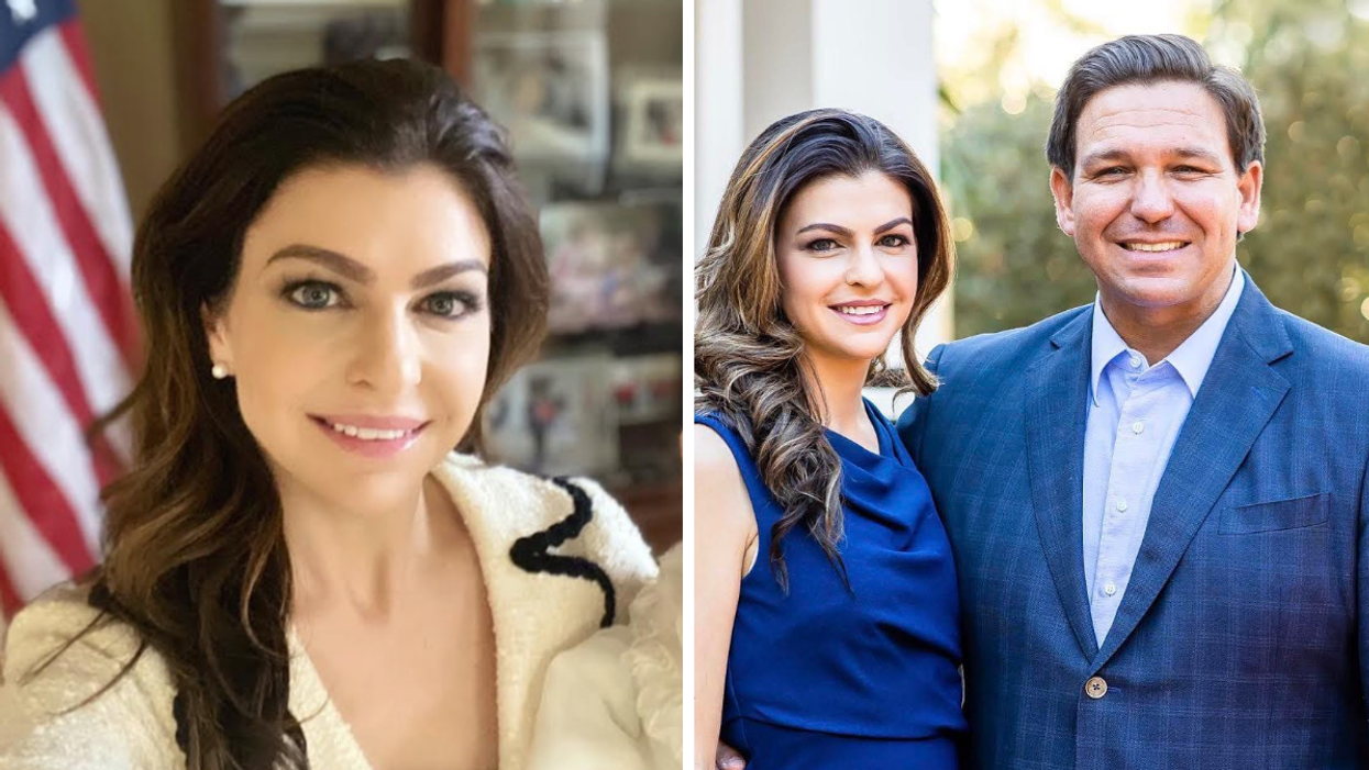 Casey DeSantis taking a selfie in the office. Right: Casey DeSantis and Ron DeSantis.