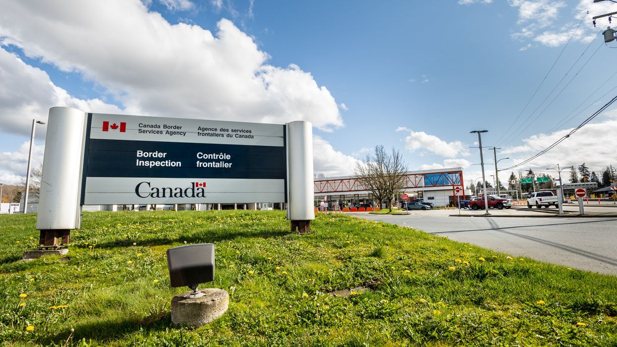 CBSA Border Inspection sign at a US-Canada border crossing.